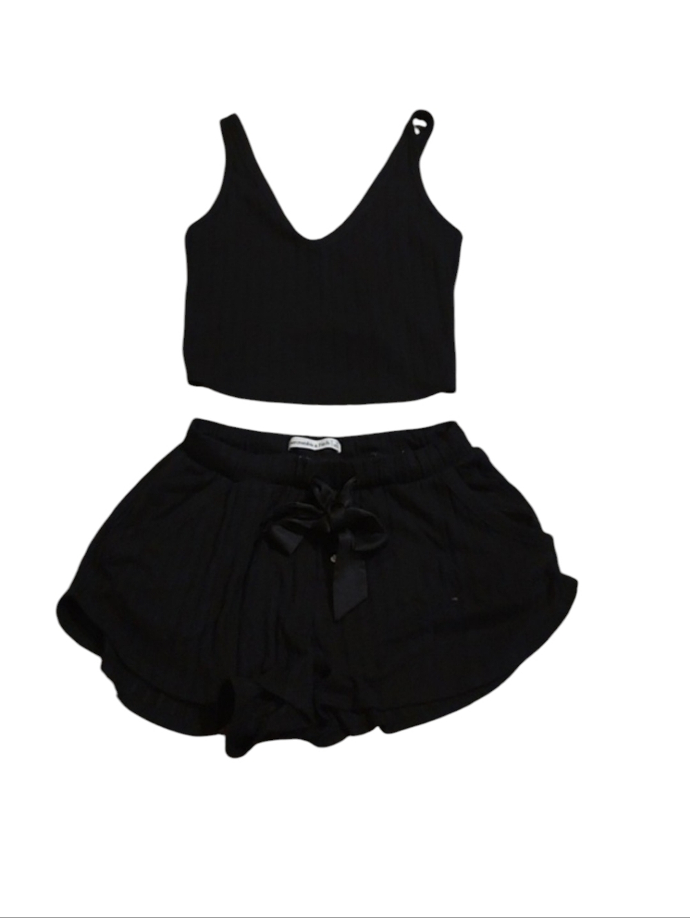 Abercrombie & Fitch Black High Waist Pajama Shorts And Top (#B1015)